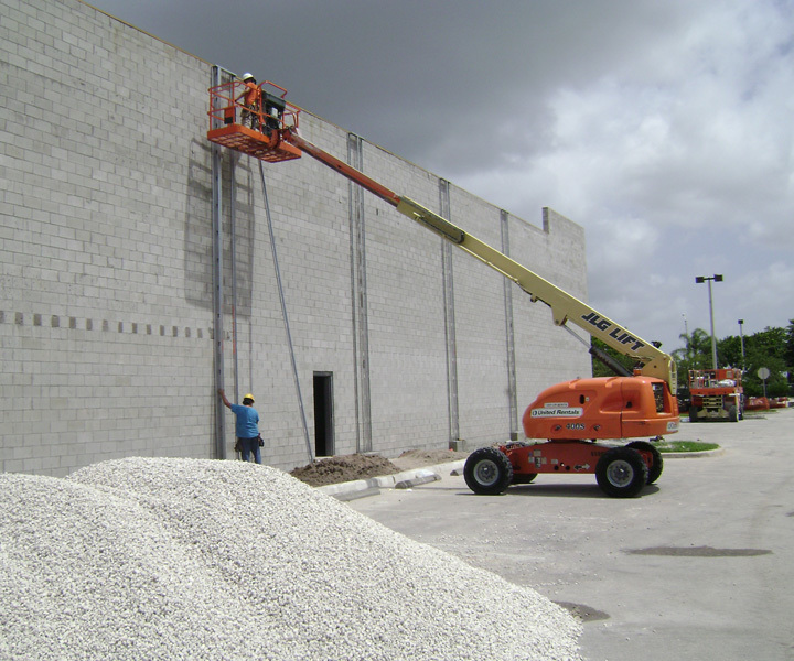 Team at work on lift